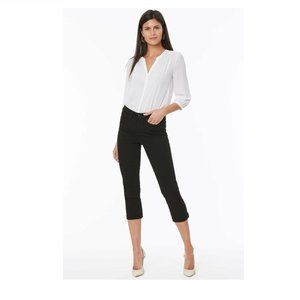NYDJ Women With Roll Cuffs Chloe Skinny Capri Jeans | Size - 6 | BLACK